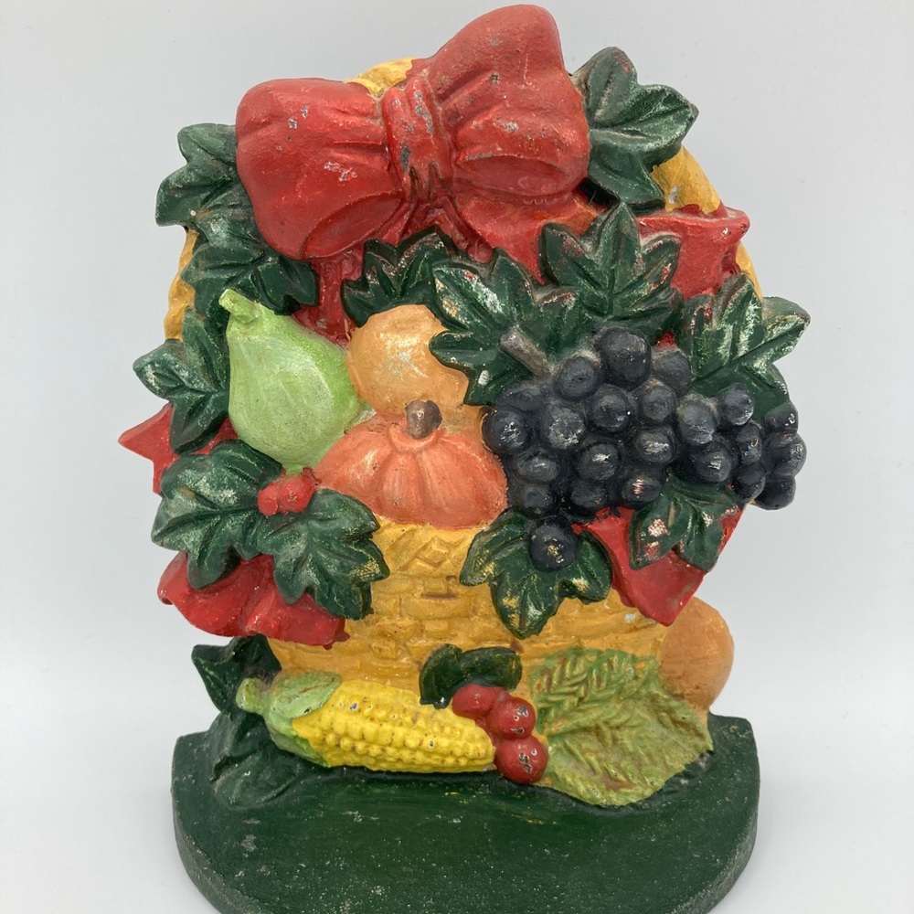 Thanksgiving Door Stop Cast Iron Harvest Basket Christmas Harvest Fruit Fall